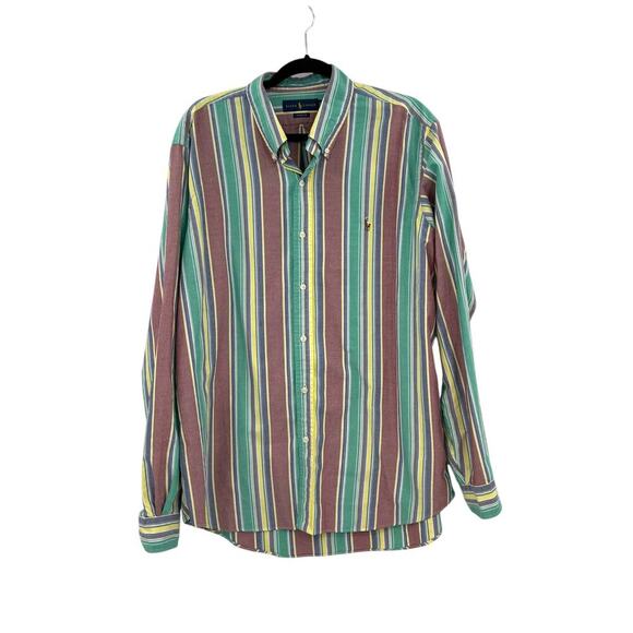 Ralph Lauren‎ Striped Oxford Butto Down Long Sleeve Shirt Multicolor Size XL - Picture 1 of 12